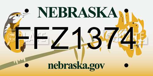FFZ1374 Nebraska License Plate