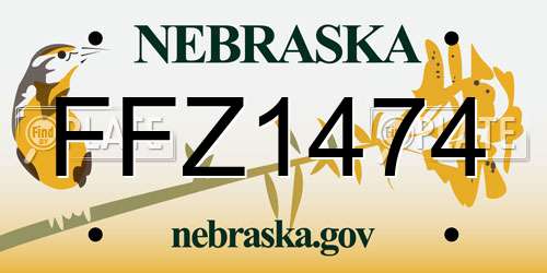 FFZ1474 Nebraska License Plate