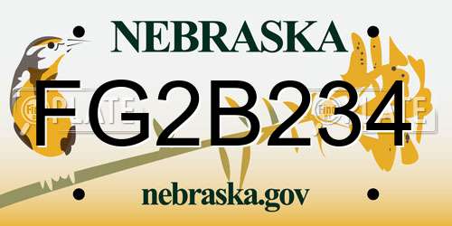 FG2B234 Nebraska License Plate