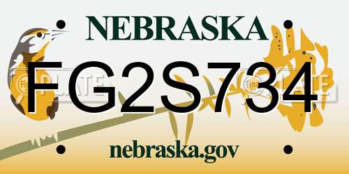 FG2S734 Nebraska License Plate