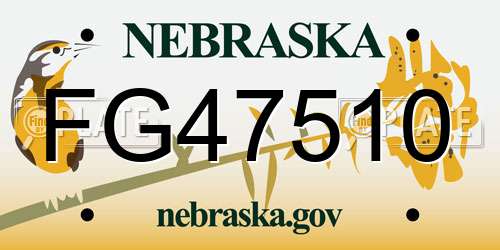 FG47510 Nebraska License Plate