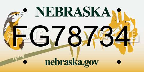 FG78734 Nebraska License Plate