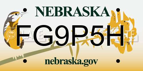 FG9P5H Nebraska License Plate