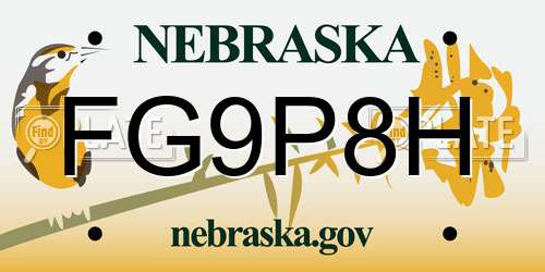 FG9P8H Nebraska License Plate