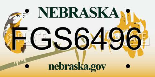 FGS6496 Nebraska License Plate