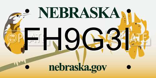 FH9G3I Nebraska License Plate