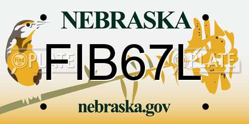 FIB67L Nebraska License Plate
