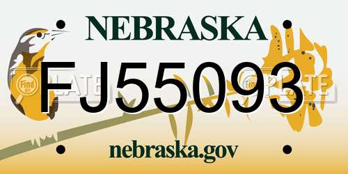 FJ55093 Nebraska License Plate