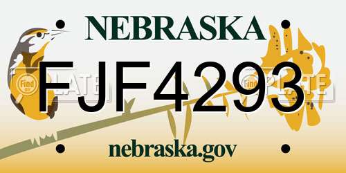 FJF4293 Nebraska License Plate