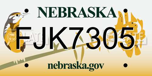 FJK7305 Nebraska License Plate