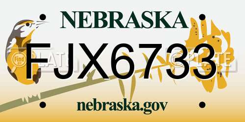 FJX6733 Nebraska License Plate