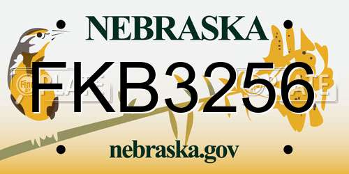 FKB3256 Nebraska License Plate