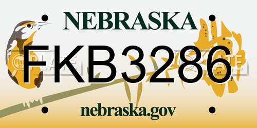 FKB3286 Nebraska License Plate