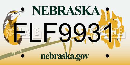 FLF9931 Nebraska License Plate