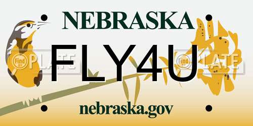 FLY4U Nebraska License Plate