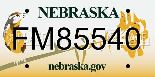 FM85540 Nebraska License Plate