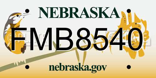 FMB8540 Nebraska License Plate