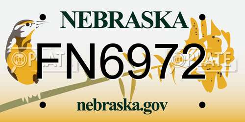 FN6972 Nebraska License Plate
