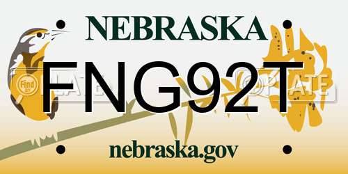 FNG92T Nebraska License Plate