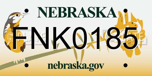 FNK0185 Nebraska License Plate