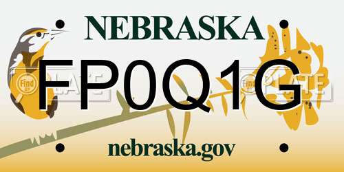 FP0Q1G Nebraska License Plate