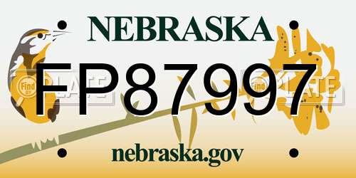 FP87997 Nebraska License Plate