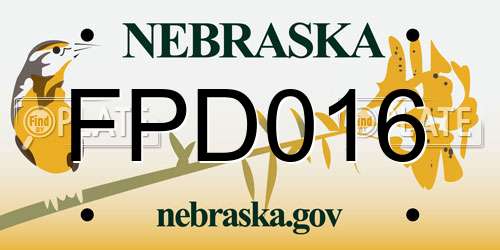 FPD016 Nebraska License Plate