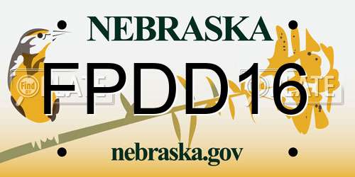 FPDD16 Nebraska License Plate