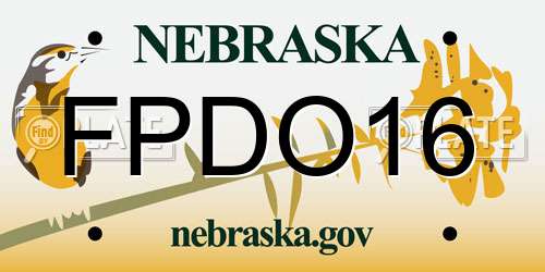 FPDO16 Nebraska License Plate