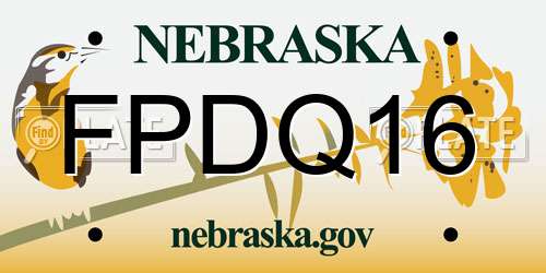 FPDQ16 Nebraska License Plate