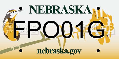 FPO01G Nebraska License Plate