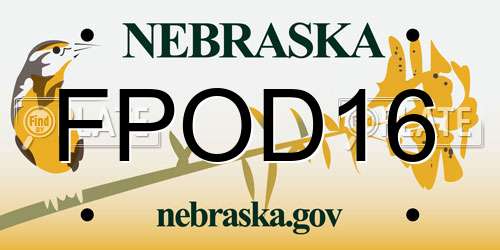 FPOD16 Nebraska License Plate