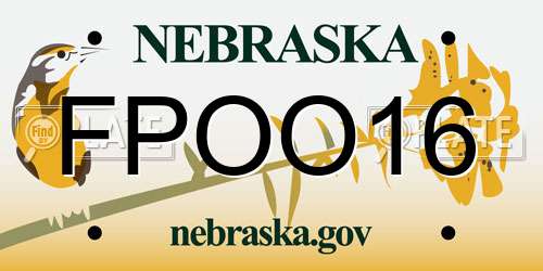 FPOO16 Nebraska License Plate