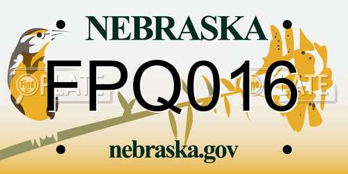 FPQ016 Nebraska License Plate