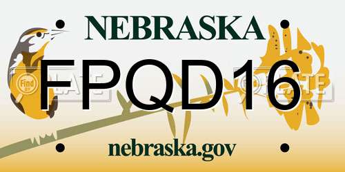 FPQD16 Nebraska License Plate