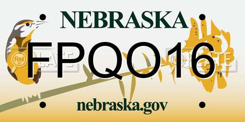 FPQO16 Nebraska License Plate