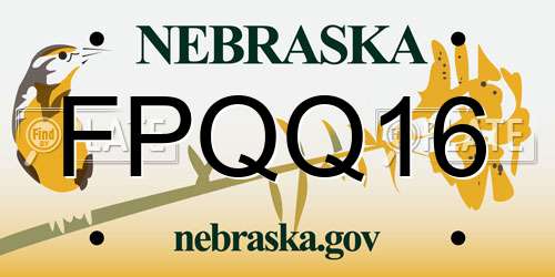 FPQQ16 Nebraska License Plate