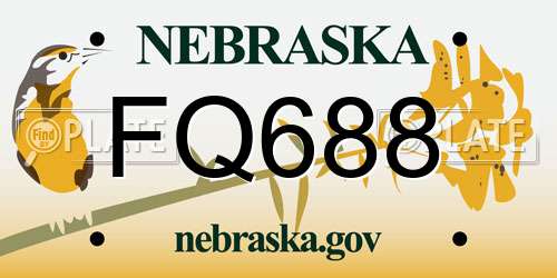 FQ688 Nebraska License Plate
