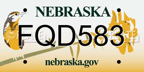 FQD583 Nebraska License Plate