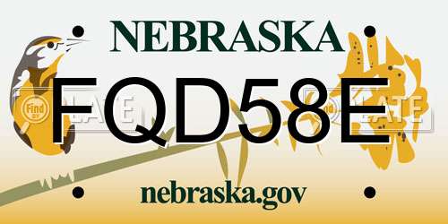 FQD58E Nebraska License Plate
