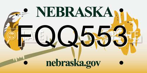 FQQ553 Nebraska License Plate