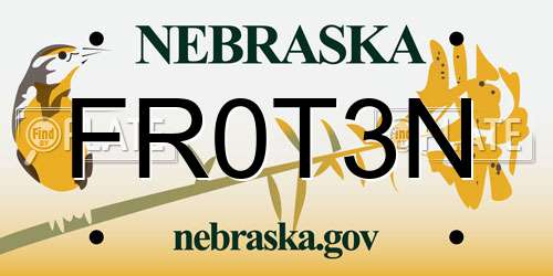 FR0T3N Nebraska License Plate