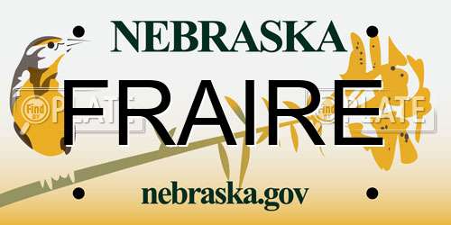 FRAIRE Nebraska License Plate