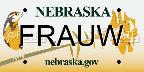 FRAUW Nebraska License Plate