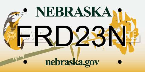 FRD23N Nebraska License Plate