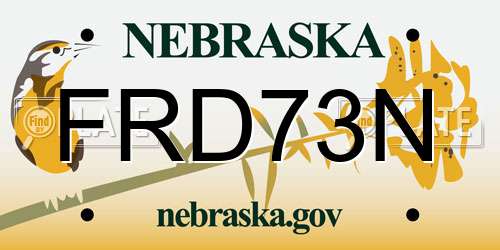 FRD73N Nebraska License Plate