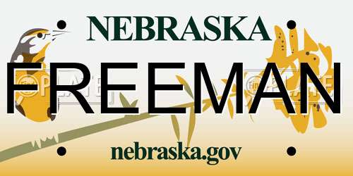FREEMAN Nebraska License Plate