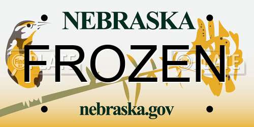 FROZEN Nebraska License Plate