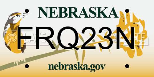 FRQ23N Nebraska License Plate