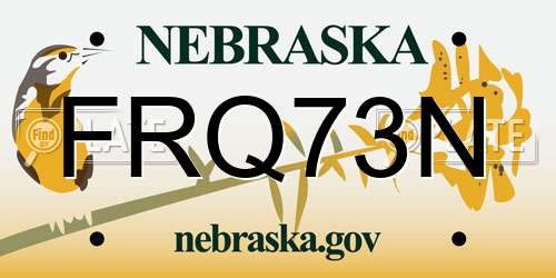 FRQ73N Nebraska License Plate